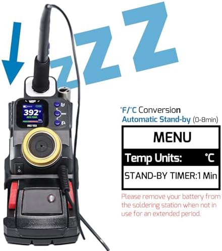 WEP 982-VI 3 Cordless Soldering Station for Milwaukee 20V Battery Soldering Iron Kit with Integrated Holder, Tips Cleaner, °C-°F Conversion, Sleep Mode, 5 C235 Compatible Tips, 0.8mm Solder Wire