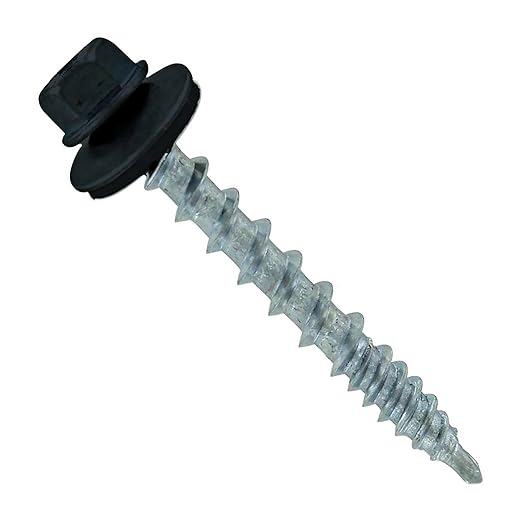 Fasteners Plus ST Fastening Kwikseal Woodbinder Metal Roofing Screws Metal-to-Wood (#10 x 1-1/2", Black)