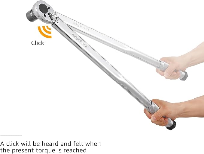 Amazon Basics 1/2-Inch Drive Click Heavy-Duty Torque Wrench with Audible Click, High Accuracy, 25-250 ft-lb, 33.9-338.9 Nm