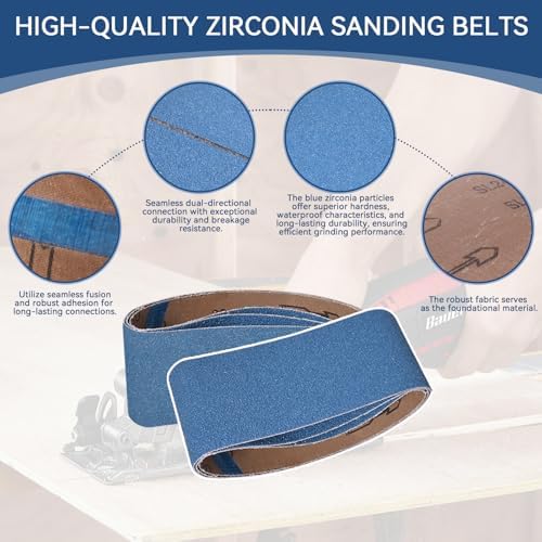 3x18 Inch Sanding Belts 21 Pcs 7 Grits Sizes (3 Each of 40/60/80/120/150/240/400 Grits) Heavy Duty Belt Sander Zirconia Belt Sander Paper for Wood, Metal, Stainless Steel, Cars, and Furniture