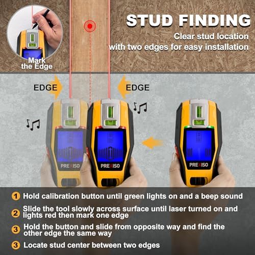 PREXISO 2-in-1 Stud Finder with Laser Level, Rechargeable Cross Line Laser