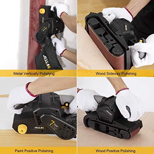Jellas 7Amp Handheld Belt Sander, 3 21 Inch with Dust Bag for Woodworking