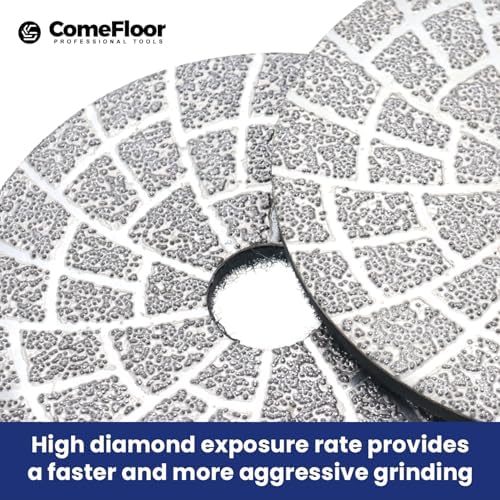 Vacuum Brazed Diamond Polishing Pads, 4 Inch Lippage Grinding Disc for Grantie Marble Concrete Ceramics, Grit 50