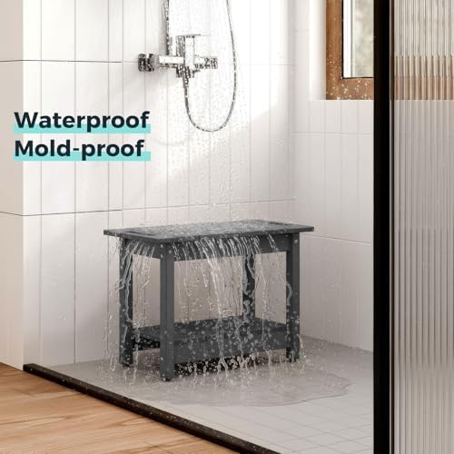 Waterproof Shower Bench, 24" HIPS Shower Stool for Shaving Legs