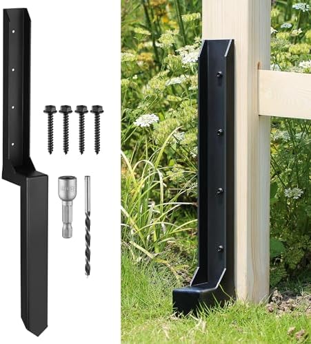 Fence Post Repair Kit, Heavy Duty One-Piece Steel Anchor & Stakes for Repair Broken Tilted Leaning Wood Posts, Rust-Proof Easy Installation, Upgraded 11-Gauge Thickness (1 Pack)