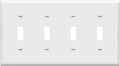 ENERLITES Quad Light Switch Wall Plate, Standard Size 4-Gang 4.50" x 8.19", Unbreakable Polycarbonate Thermoplastic, 8814-W, White