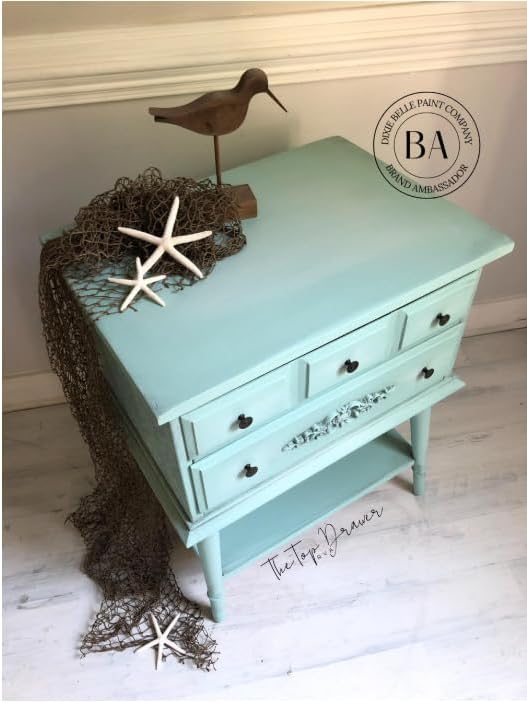 Dixie Belle Silk All-in-One Mineral Paint - Tide Pool (16oz) - Light Teal All-in-One Water Based Primer + Topcoat - Durable Furniture Paint - Low Reflective Finish