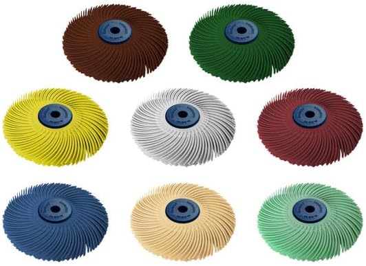 Dedeco Sunburst 3" TC Radial Disc Assortment – 3-Ply Aluminum Oxide (A/O) – 8-Piece Kit with 1/4" Arbor for Smoothing & Surface Finishing