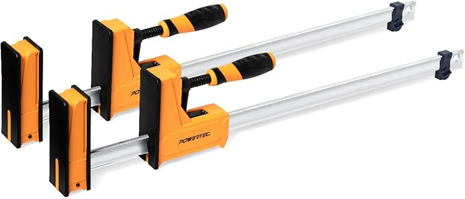 POWERTEC 71368V 24-Inch Woodworking Parallel Clamps | Jaw Bar Clamp Spreader Tool, 2PK