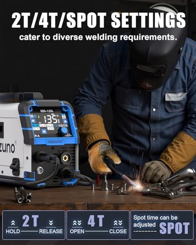 AZZUNO 135A MIG Welder 110V, 3-in-1 Gasless Flux Core MIG/Lift TIG/Stick