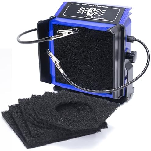 WEP 948DQ-I Fume Extractor Tool with Double Filtering, Helping Hands, Adjustable Tilt Angle, Fenders for Soldering Station, Soldering Iron with 6 Filtration Adsorbers