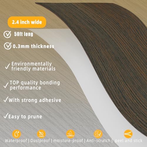 GSCIT Club Brown Walnut Wallpaper, 2.4 inch X 50ft Self Adhesive Wood Grain Repair Tape Walnut Repair Patch for Tables, Chairs, Baseboards, Doors, Windows, Floors, Handicraft DIY.