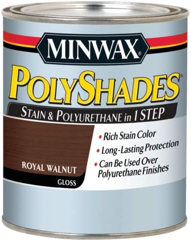 Minwax 214504444 Polyshades - Stain & Polyurethane in 1 Step, 1/2 pint, Royal Walnut, Gloss