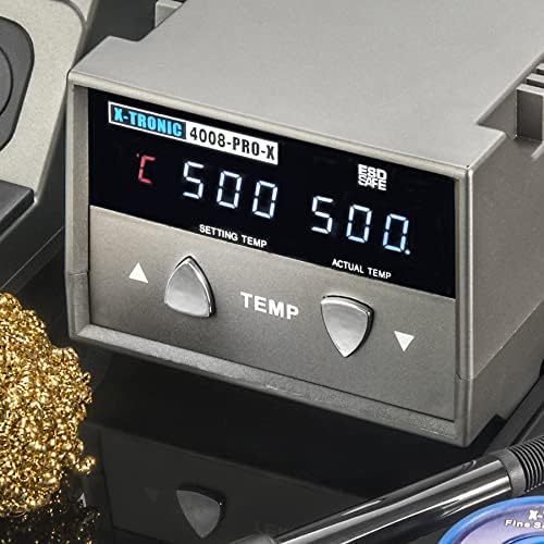 X-Tronic 4008-PRO-X • 75 Watt Soldering Iron Station w/PID Technology • Features: 0-30 Minute Sleep Timer, °C/°F Conversion, and a Mute/Unmute Func • Accessories: 5 Extra Tips, 60/40 Solder, and More