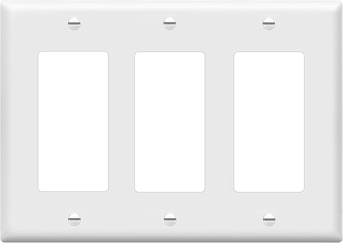 ENERLITES Decorator Light Switch or Receptacle Outlet Wall Plate, Gloss Finish, Size 3-Gang 4.50" x 6.38", Polycarbonate Thermoplastic, 8833-W, White , Standard Size , 1 Count ( Pack of 1)