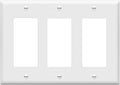 ENERLITES Decorator Light Switch or Receptacle Outlet Wall Plate, Gloss Finish, Size 3-Gang 4.50" x 6.38", Polycarbonate Thermoplastic, 8833-W, White , Standard Size , 1 Count ( Pack of 1)