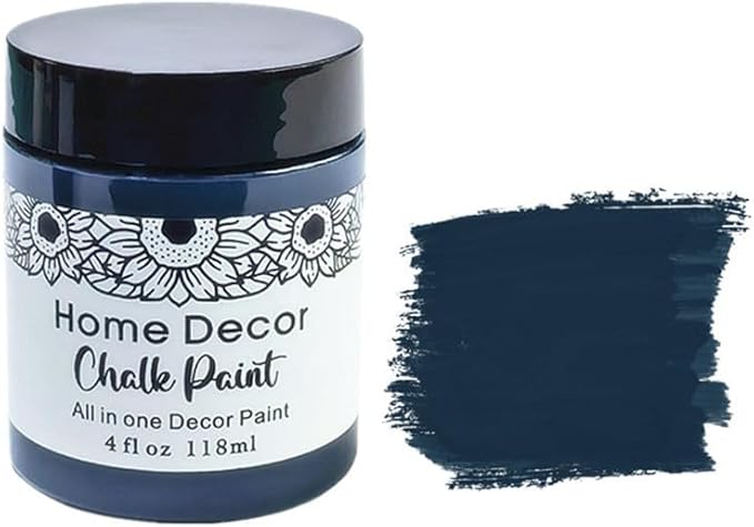 Non-Toxic Furniture Paint Vintage Chalk Paint for Wood/Metal/Glass, Indoor/Outdoor Use No Sanding & Primer Needed Matte Finish Cabinet Paint, Waterbased | Acrylic | Crafts for DIY Projects 4oz/118ml (Navy Blue)