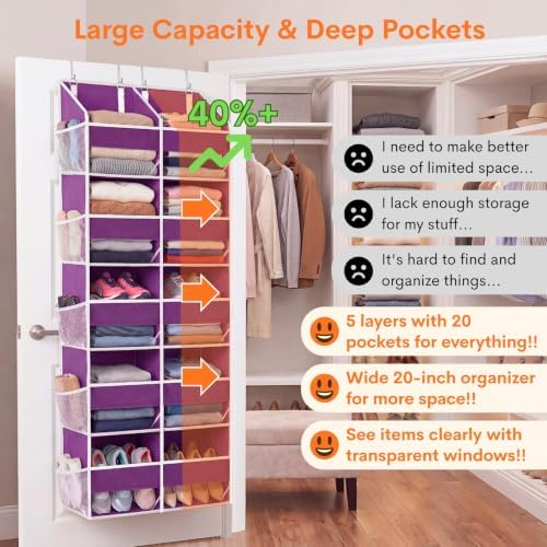 Ofiray-home 5-Tier Over Door Organizer, 10-Compartment Wide Storage Rack