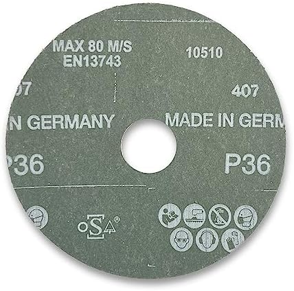 VSM 25-Pack - 5 inch 80 Grit (Medium) - Ceramic Plus Resin Fiber Disc with Top-Size, Tear-Resistant Fiber Backing, Durable, Hand-Held Machine Compatible Sanding Discs