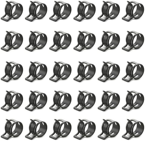 30pcs 1.02" ID Constant Tension Band Hose Clamps, 26mm Spring Band Type Action Hose Clamp Manganese Steel Fuel Line Clamp Low Pressure Air Clip Clamp for Fuel Hose Line Water Pipe Air Tube black