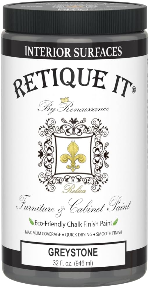 Retique It Chalk Furniture Paint, 32 Fl Oz (Pack of 1), 06 Greystone