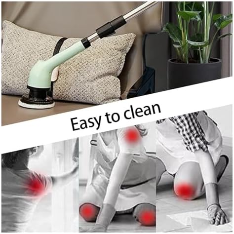 Electric Spin Scrubber, Multi-Purpose Cleaner,9 in 1 Electric Spin Scrubber,Cordless Cleaning Brush with 9 Replaceable Heads,Cordless Shower Scrubber,Adjustable and Detachable Handle(White)