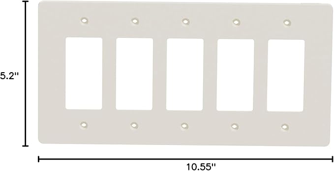 Square D by Schneider Electric X Series Wall Plate for Outlet and Light Switch, Mid Size Plus 5 Gang, Matte Light Almond