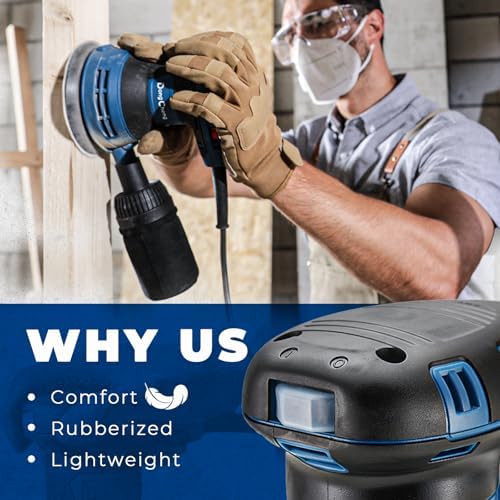 Dong Cheng 5-Inch Random Orbital Sander, 2.5 Amp 12,000 OPM, 6 Variable Speeds, 10 Sandpapers & Detachable Dust Bag, for Woodworking & Furniture Refinishing