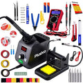 Soldering Iron Station Kit Digital Display Helping Hands 60 W 5 pcs Solder Tips, Solder Wire, Digital Multimeter °C/ºF Conversion, Standby/Sleep Mode, Calibration Support for Electricians from Plusivo