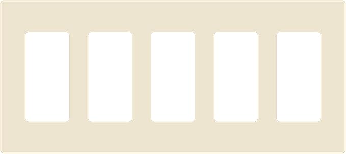 ENERLITES Screwless Decorator Wall Plate Child Safe Outlet Cover, Size 5-Gang 4.68" H x 10.14" L, Unbreakable Polycarbonate Thermoplastic, SI8835-LA, Glossy, Light Almond