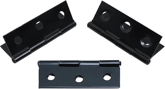 16PCS Black Stainless Steel Classic Contemporary Folding Butt Hinge, 1.75x1.3 inch, 6 Holes, Suitable for Cabinet Door Window Toolbox Installation