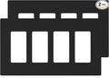 ELEGRP 4-Gang Screwless Decorative Wall Plates, Mid-Size Unbreakable Thermoplastic Faceplate Cover for Decorator Receptacle Outlet Switch, UL Listed (2 Pack, Matte Black)