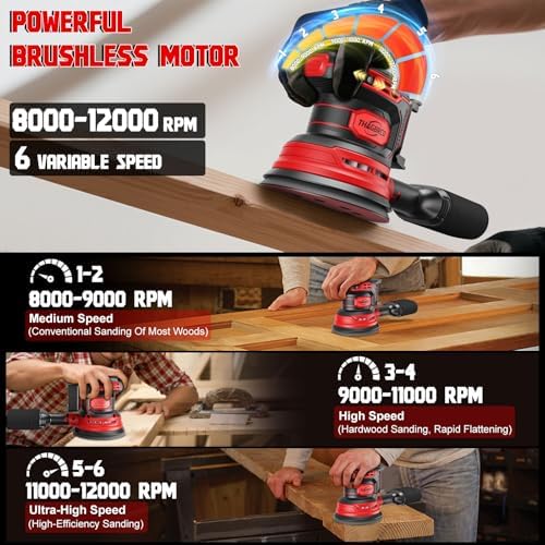 Cordless Orbital Sander Compatible For Milwaukee 18V With Dust Collector