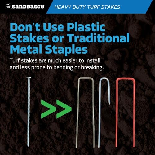 Sandbaggy 8" Heavy Duty Galvanized Artificial Turf Stakes - Spiral Landscape Nails - Ground Spikes/Pins - Synthetic Grass, Lawn, Edging, Weed Barrier Fabric, Garden (8 inch - Heavy Duty, 25, Count)