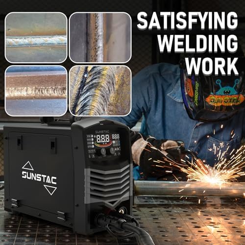 Sunstac 180A MIG Welder with Synergic LCD Control, 110V/220V Dual Voltage
