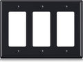 ELEGRP 3-Gang Decorative Wall Plates, Standard Size 4.53" H x 6.39" L Unbreakable Thermoplastic Faceplate Cover for Decorator Receptacle Outlet Switch, UL Listed (1 Pack, Glossy Black)