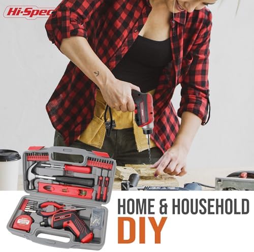 Hi-Spec 3.6V USB Electric Screwdriver for Home Repairs and Assembly, Red