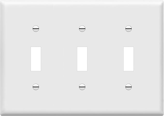 ENERLITES Triple Light Switch Wall Plate, Gloss Finish, Standard Size 3-Gang 4.50" x 6.38", Unbreakable Polycarbonate Thermoplastic, 8813-W, White