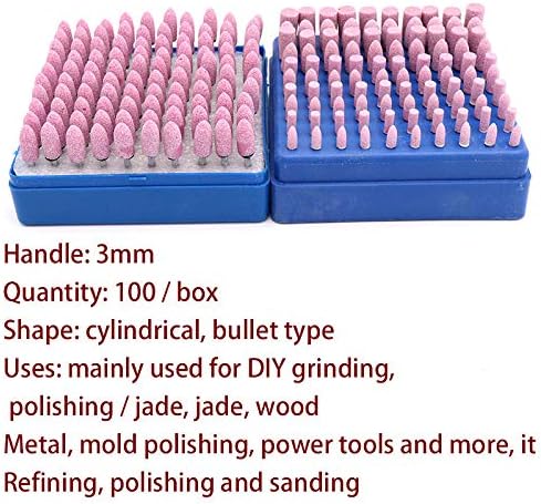 100pcs Abrasive Stone Points Polishing Grinding Head Electric Drill Bit Wheel For Rotary Accessories Power Tools,8mm,Cylinder