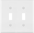 ENERLITES Double Toggle Light Switch Metal Cover Plate, Wall Plate, Corrosion Resistant, Standard Size 2-Gang 4.50" x 4.57", Powder Coated Stamped Steel, 7712-WM, White Matte (Pack of 1)