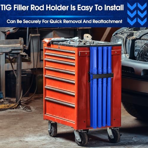 DoubleFill 9 Pcs Welding Rod Storage Set 8 Slot Tig Welding Filler Rod Holder with 8 Pcs 40 Inch Tungsten Electrode Storage Tubes Wall Mount Organizer Welder Tools Supplies(Blue)