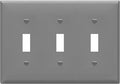ENERLITES Triple Light Wall, Toggle Switch Plate, Gloss Finish, 3-Gang Standard Size 4.50" x 6.38", Unbreakable Polycarbonate Thermoplastic, UL Listed, 8813-GY, Gray