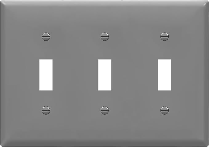 ENERLITES Triple Light Wall, Toggle Switch Plate, Gloss Finish, 3-Gang Standard Size 4.50" x 6.38", Unbreakable Polycarbonate Thermoplastic, UL Listed, 8813-GY, Gray
