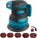 Brushless Palm Sander with 3 Speeds, Cordless 5" Random Orbital Sander, Dust Collector & 20 Sandpaper Sheets (60#–240#), Ideal for Woodworking, Polishing & Waxing (Fit for MK Battery)