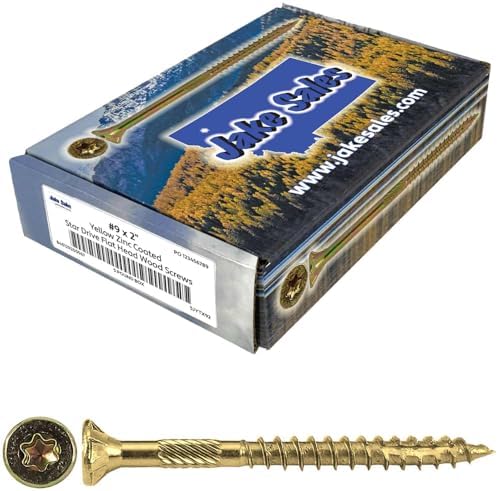 Jake Sales #9 x 2 Gold Star Wood Screw Torx/Star Drive Flat Head (5 POUNDS - 585 Approx. Screw Count) - Multipurpose Torx/Star Drive Wood Screws