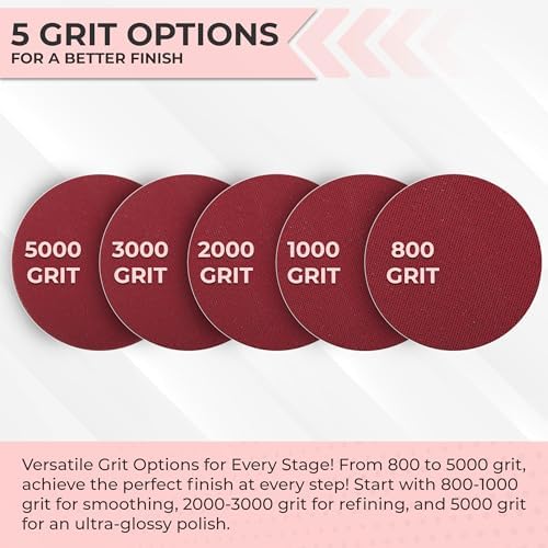 Sunmight Sunfoam Grip No Hole 6 Inch Sanding Discs - 3000 Grit Wet Dry Sandpaper for Car Paint, Headlight, Metal, Wood - Hook & Loop for Orbital & DA Sanders - Polishing & Finishing Abrasive (10 Pcs)