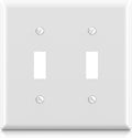 ELEGRP 2-Gang Toggle Switch Wall Plates, Standard Size 4.53" height x 4.57" length Unbreakable Thermoplastic Faceplate Cover for Toggle Dimmer Light Switches, UL Listed (1 Pack, Glossy White)