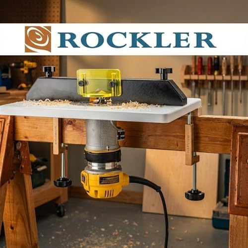 Rockler Trim Router Table with Bit Guard, Adjustable Compact Router Table