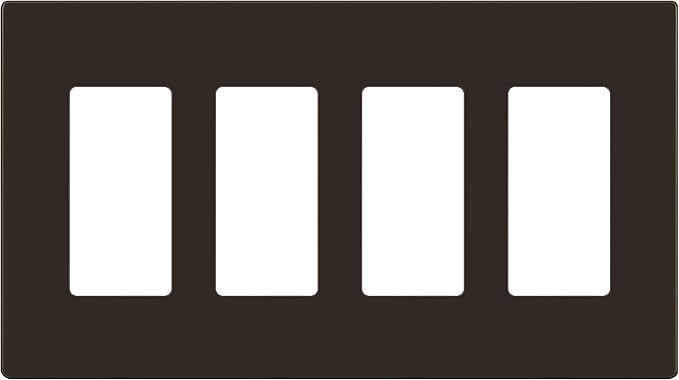 ENERLITES Screwless Decorator Wall Plate Child Safe Outlet Cover, Size 4-Gang 4.68" H x 8.30" L, Unbreakable Polycarbonate Thermoplastic, SI8834-BR, Glossy, Brown