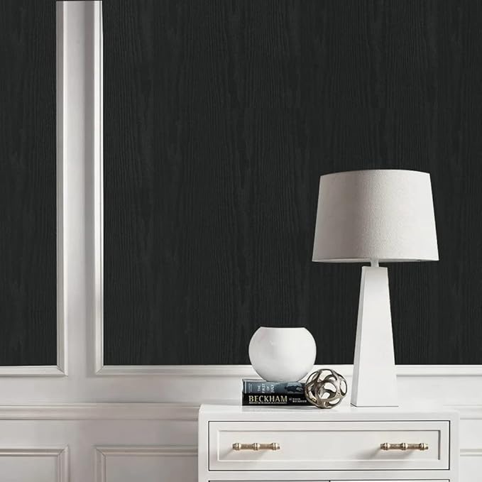 Arthome Peel and Stick Wallpaper - Black Wood Contact - Black Wallpaper - Self-Adhesive & Removable Wall Paper for Countertop Furniture Kitchen, Countertop Contact Paper, Easy to Clean, (17"x240")